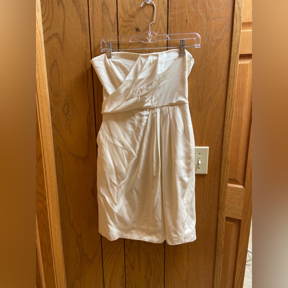 Theory Strapless Cream Cocktail Dress